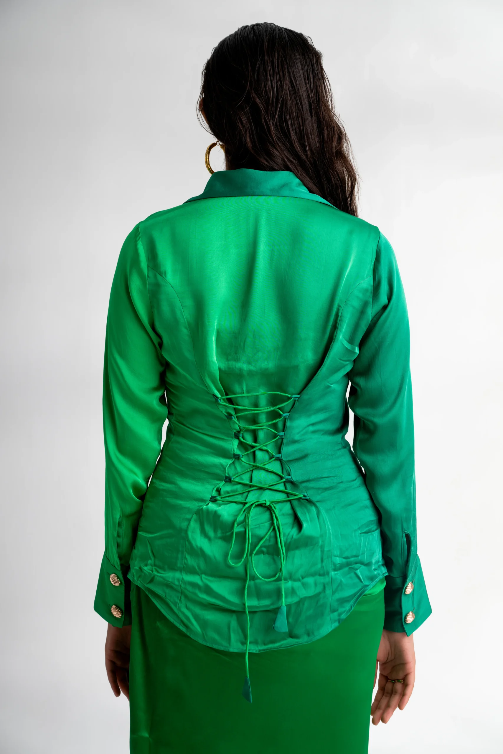 Premium Satin Ombre Leaf Shirt – Haritima - Image 4